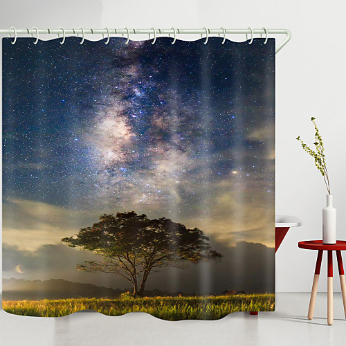 

Treetop Galaxy Digital Printing Shower Curtain Shower Curtains Hooks Modern Polyester New Design