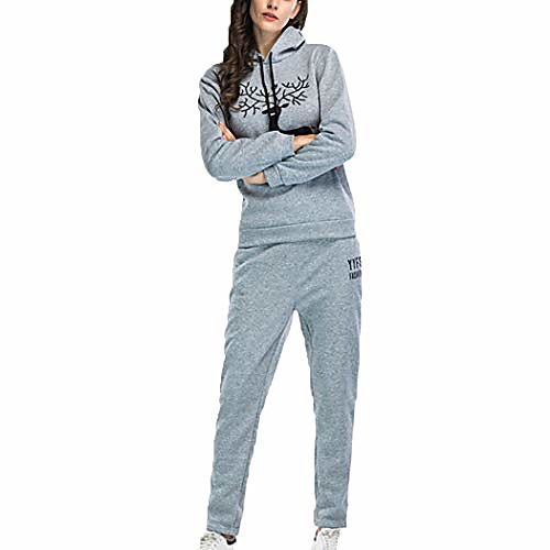 

women's two piece christmas deer print casual tops and long pants tracksuit