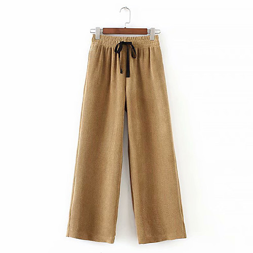

Women's Basic Streetwear Comfort Daily Going out Wide Leg Pants Pants Solid Colored Full Length Drawstring Pocket Khaki