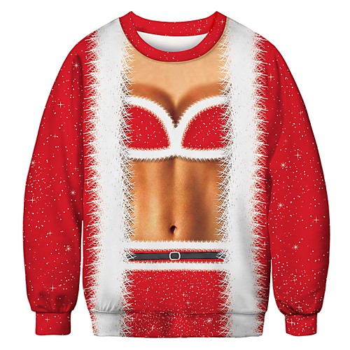 

Men's Pullover Sweatshirt Graphic Ugly Christmas Round Neck Christmas 3D Print Casual Christmas Hoodies Sweatshirts Long Sleeve Red