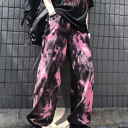 

Women's Basic Streetwear Comfort Daily Going out Jogger Chinos Pants Tie Dye Full Length Black Blushing Pink