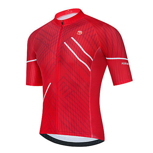 

21Grams Men's Short Sleeve Cycling Jersey Summer Polyester Red Stripes Bike Jersey Top Mountain Bike MTB Road Bike Cycling Quick Dry Breathable Reflective Strips Sports Clothing Apparel / Stretchy