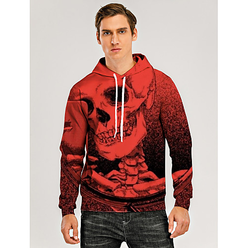 

Men's Pullover Hoodie Sweatshirt Graphic 3D Skull Hooded Daily 3D Print 3D Print Hoodies Sweatshirts Long Sleeve Red