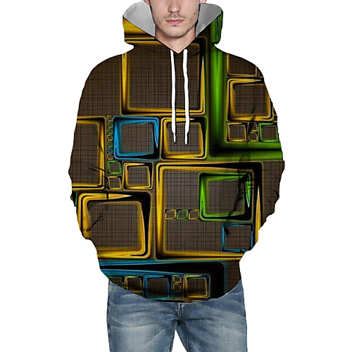 

Men's Pullover Hoodie Sweatshirt Graphic Abstract 3D Front Pocket Hooded Daily 3D Print 3D Print Casual Hoodies Sweatshirts Long Sleeve Yellow