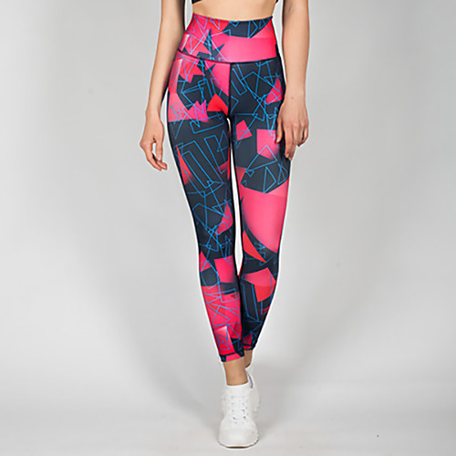

Women's Sporty Comfort Sports Gym Yoga Leggings Pants Patterned Ankle-Length Print Red