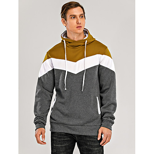 

Men's Plus Size Hoodie Color Block Turtleneck Daily Sports Weekend Active Hoodies Sweatshirts Long Sleeve Slim Camel Dark Gray Gray / Fall / Winter / Spring