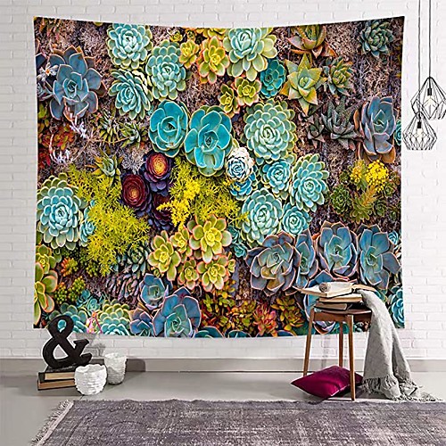 

Wall Tapestry Art Deco Blanket Curtain Picnic Table Cloth Hanging Home Bedroom Living Room Dormitory Decoration Polyester Fiber Succulent Plants