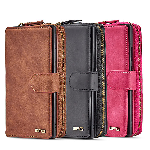 

Phone Case For Samsung Galaxy Full Body Case Leather Wallet Card S20 Ultra S20 S9 S9 Plus S8 Plus S8 S7 edge S7 Note 9 Note 8 Wallet Card Holder Shockproof Solid Color PU Leather