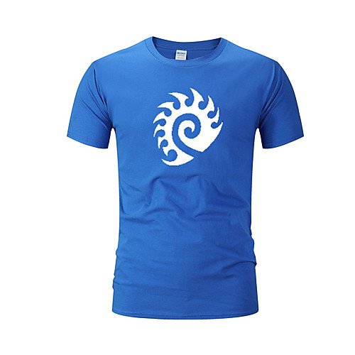 

Men's T shirt Other Prints Graphic Short Sleeve Daily Tops Cotton Basic White Black Blue