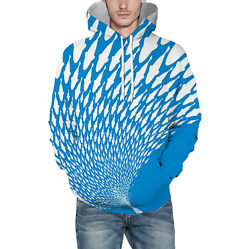 

Men's Pullover Hoodie Sweatshirt Graphic Abstract 3D Front Pocket Hooded Daily 3D Print 3D Print Casual Hoodies Sweatshirts Long Sleeve Light Blue