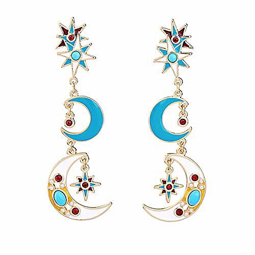 

moon earrings for women girls moon and star earrings fashion long drop dangle stud (moon earings 4)