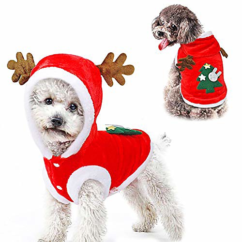 

christmas costume for dog, christmas tree hoodie for dog, warm santa claus suit for dogs and cats,dog (xl)