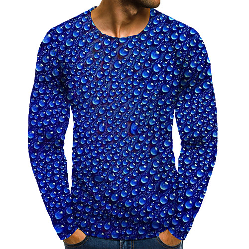 

Men's T shirt 3D Print Graphic 3D Plus Size Print Long Sleeve Daily Tops Blue