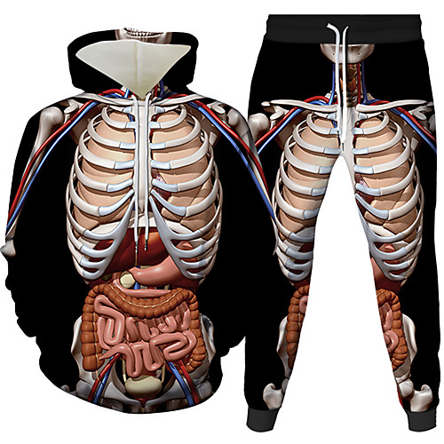 

Men's 3D Hoodies Set Graphic 3D 2 Piece Hooded Daily 3D Print Casual Hoodies Sweatshirts Long Sleeve Black