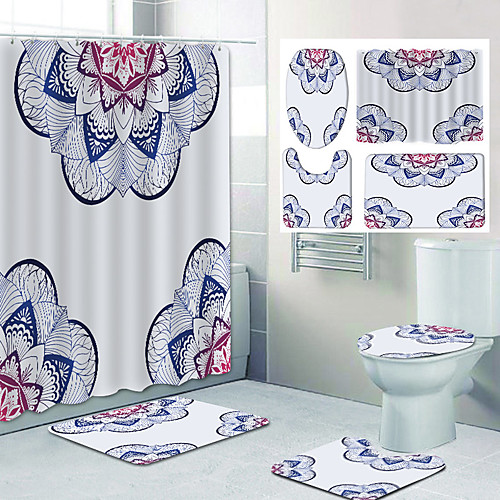 

Mandala Pattern Printing Bathroom Shower Curtain Leisure Toilet Four-Piece Design