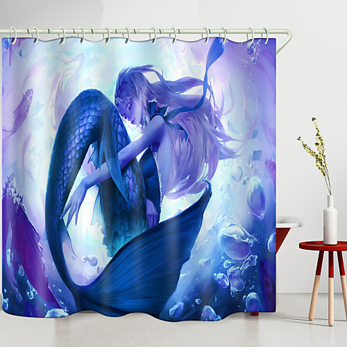 

Sleeping Mermaid Digital Printing Shower Curtain Shower Curtains Hooks Modern Polyester New Design 72 Inch