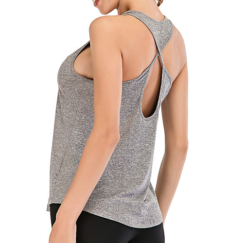 

Women's Yoga Top Open Back Cross Back Black Purple Green Gray Fitness Gym Workout Running Tank Top T Shirt Sport Activewear Lightweight 4 Way Stretch Breathable Quick Dry Moisture Wicking High