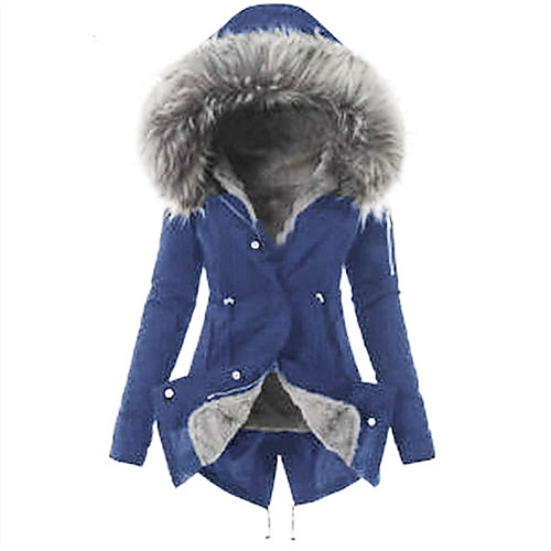 

Women's Parka Regular Coat Regular Fit Jacket Solid Colored Wine Green