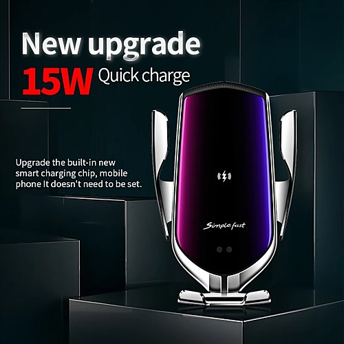 

R2 15W Fast Charging Wireless Charger Smart Upgraded Version Infrared Sensor Car Phone Holder Compatible with iPhone 11/11Pro/11Pro Max/Xs Max/XS/XR/X/8/8, Samsung S10/S10/S9/S9/S8/S8