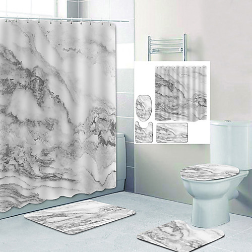 

Marbling Ink Painting Digital Printing Shower Curtain Shower Curtains Hooks Modern Polyester New Design
