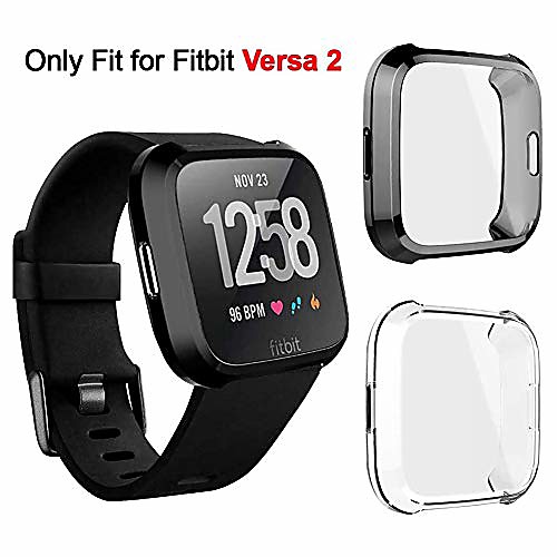 

2 packs soft tpu plated Smartwatch Screen Protector all-around protective cover shell case compatible with fitbit versa 2 smartwatch scratchproof anti-shatter anti-impact