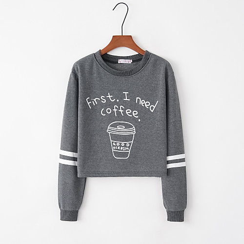 

Women's Hoodie Sweatshirt Graphic Text Letter Monograms Crop Top Daily Weekend Active Cute Hoodies Sweatshirts Slim Wine Gray Black