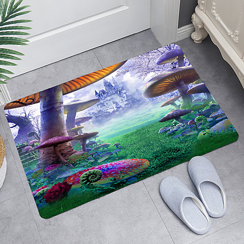 

Giant Mushroom Castle Digital Printing Floor Mat Modern Bath Mats Nonwoven Memory Foam Novelty Bathroom