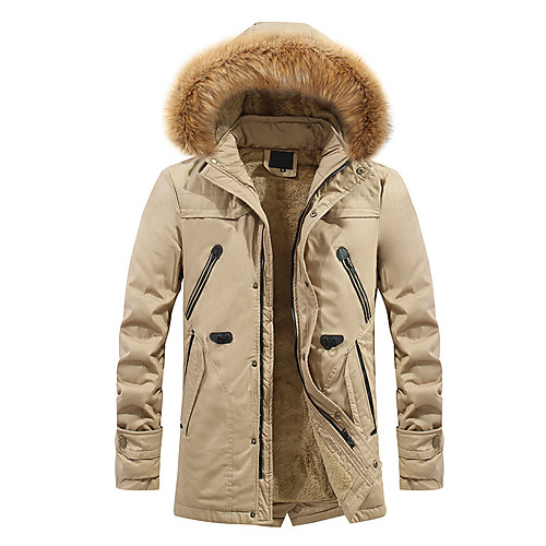 

Men's Padded Regular Coat Regular Fit Jacket Solid Colored Army Green Khaki