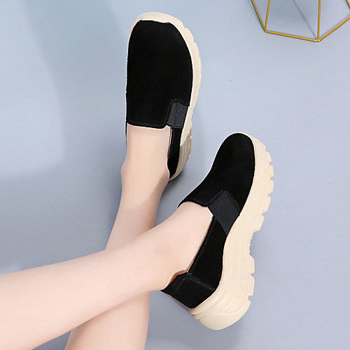 

Women's Sneakers Wedge Heel Pointed Toe Sporty Casual Daily Walking Shoes Leather Solid Colored Summer Red Black Khaki