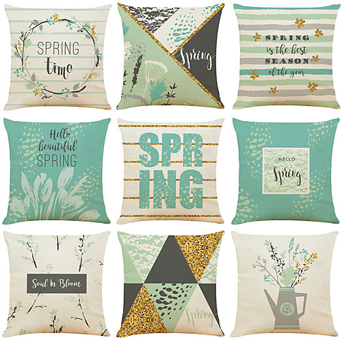 

Cushion Cover 9PC Faux Linen Soft Decorative Square Throw Pillow Cover Cushion Case Pillowcase for Sofa Bedroom 45 x 45 cm (18 x 18 Inch) Superior Quality Machine Washable
