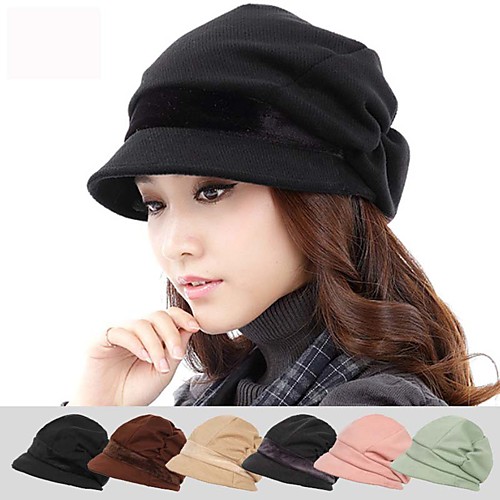 

Women's Ski Hat Beanie Hat 1 PCS Winter Outdoor Portable Warm Soft Comfortable Skull Cap Beanie Hat Solid Color Cotton Black Pink Dark Gray for Climbing Beach Traveling