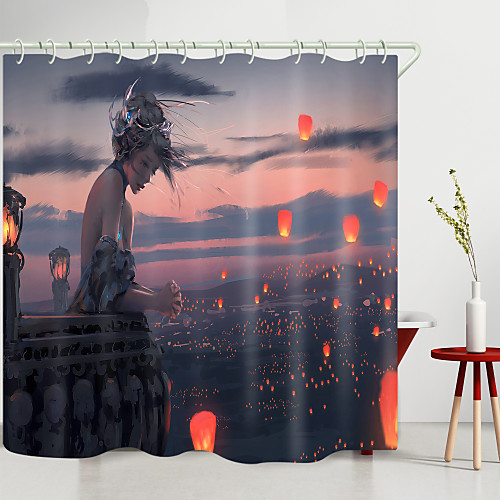 

Princess Wishing lamp Digital Printing Shower Curtain Shower Curtains Hooks Modern Polyester New Design