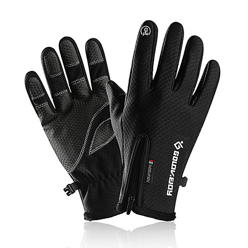 

Winter Bike Gloves / Cycling Gloves Touch Gloves Anti-Slip Waterproof Windproof Warm Full Finger Gloves Sports Gloves Fleece Black Grey for Adults' Outdoor Exercise Cycling / Bike
