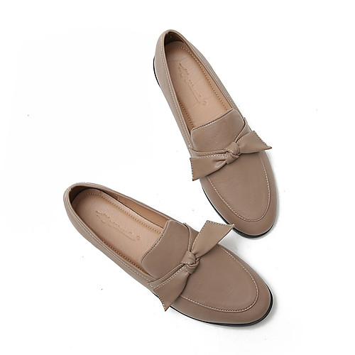 

Women's Loafers & Slip-Ons Flat Heel Round Toe Casual Daily Walking Shoes PU Almond Dark Brown Black