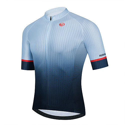 

21Grams Men's Short Sleeve Cycling Jersey Summer Polyester Dark Navy Gradient Bike Jersey Top Mountain Bike MTB Road Bike Cycling Quick Dry Breathable Reflective Strips Sports Clothing Apparel