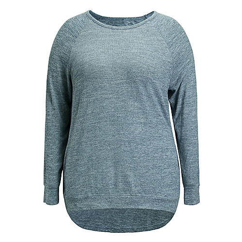 

Women's Plus Size Tunic Plain Long Sleeve Round Neck Tops Light Blue