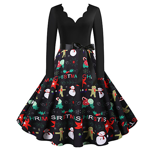 

Santa Claus Christmas Dress Women's Adults' Leisure Christmas Christmas Polyester Dress