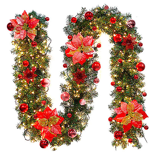 

1X 2.7M Christmas Cane PVC Encrypted Christmas Wreath Arrangement Christmas Led String For Home Hotel Shopping Mall Stove Bedroom Layout Xmas Party Decoration AA Battery Power (Come without Battery)