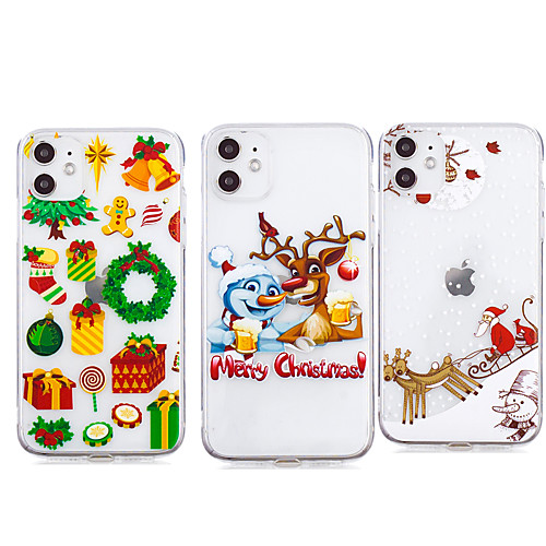 

Phone Case For Apple Back Cover iPhone 12 Pro Max 11 SE 2020 X XR XS Max 8 7 6 Shockproof Transparent Christmas TPU