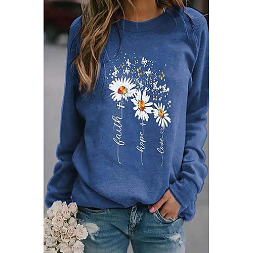 

Women's Hoodie Sweatshirt Floral Plants Graphic Daily Casual Hoodies Sweatshirts Loose Blue Khaki Green