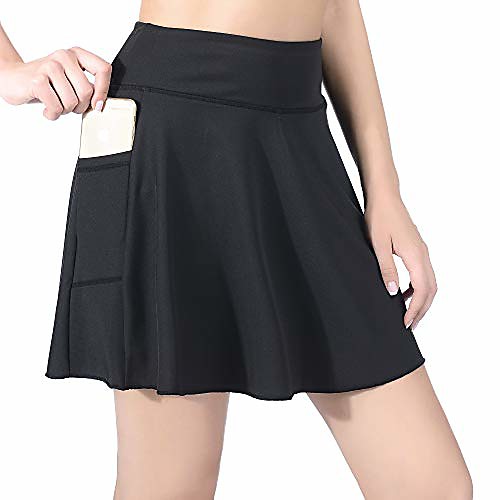 

women's tennis golf skorts active workout running athletic skirt with pocket (black, x-large)