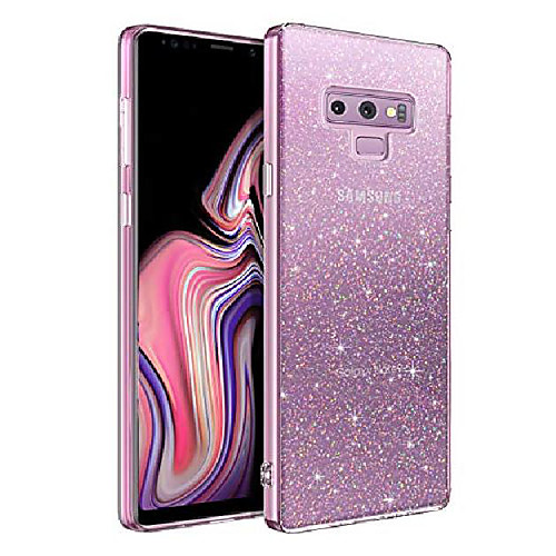 

galaxy note 9 case, slim fit thin crystal clear glitter soft tpu bumper rubber case for samsung galaxy note 9 - clear glitter