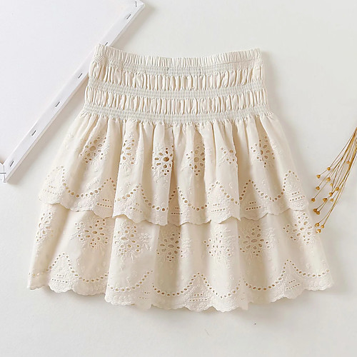 

Women's Causal Daily Active Streetwear Cotton Skirts Solid Colored Cut Out Beige / Mini