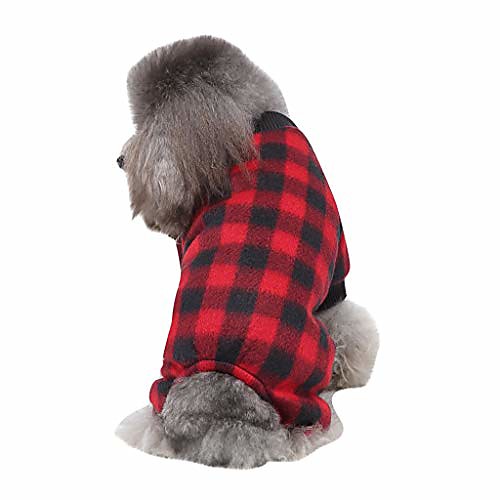 

thenxin pet dog clothes soft cozy warm dogs shirt classic plaid winter puppy sweater apparel(red,s)