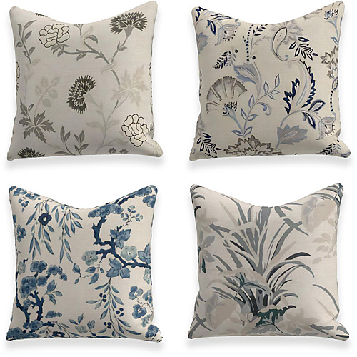 

Cushion Cover 4PCS Faux Linen Soft Decorative Square Throw Pillow Cover Cushion Case Pillowcase For Sofa Bedroom 45 x 45 cm (18 x 18 Inch) Superior Quality Mashine Washable Aoba