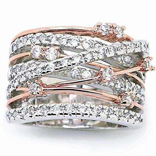 

braided wrap knot style promise statement cocktail party ring silver rose gold color