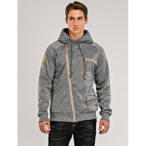 

Men's Hoodie Sweatshirt Zip Up Hoodies Solid Color Hooded non-printing Basic Hoodies Sweatshirts Slim Light gray Black Dark Gray / Fall / Winter
