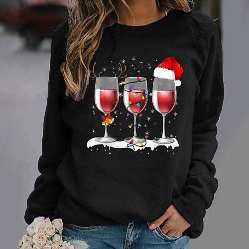

Women's Hoodie Sweatshirt Graphic Christmas Daily Casual Christmas Hoodies Sweatshirts Blue Gray Black