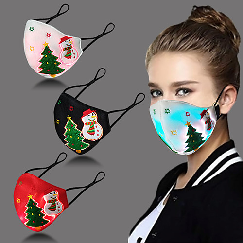 

LED Christmas Glow Face Mask Luminous Mouth Shield with Filter USB Cable Colorful Light for Intimate Christmas Gift Christmas Party Holidays