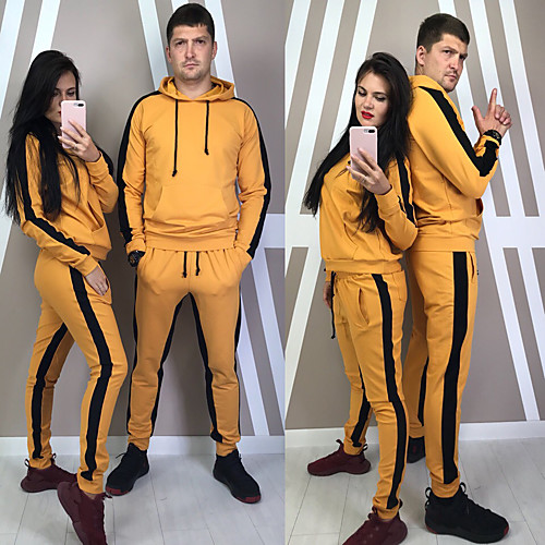 

Women's Men's 2 Piece Splice Tracksuit Sweatsuit Street Athleisure 2pcs Winter Long Sleeve Thermal Warm Breathable Soft Fitness Gym Workout Running Jogging Training Sportswear Normal Black / Yellow